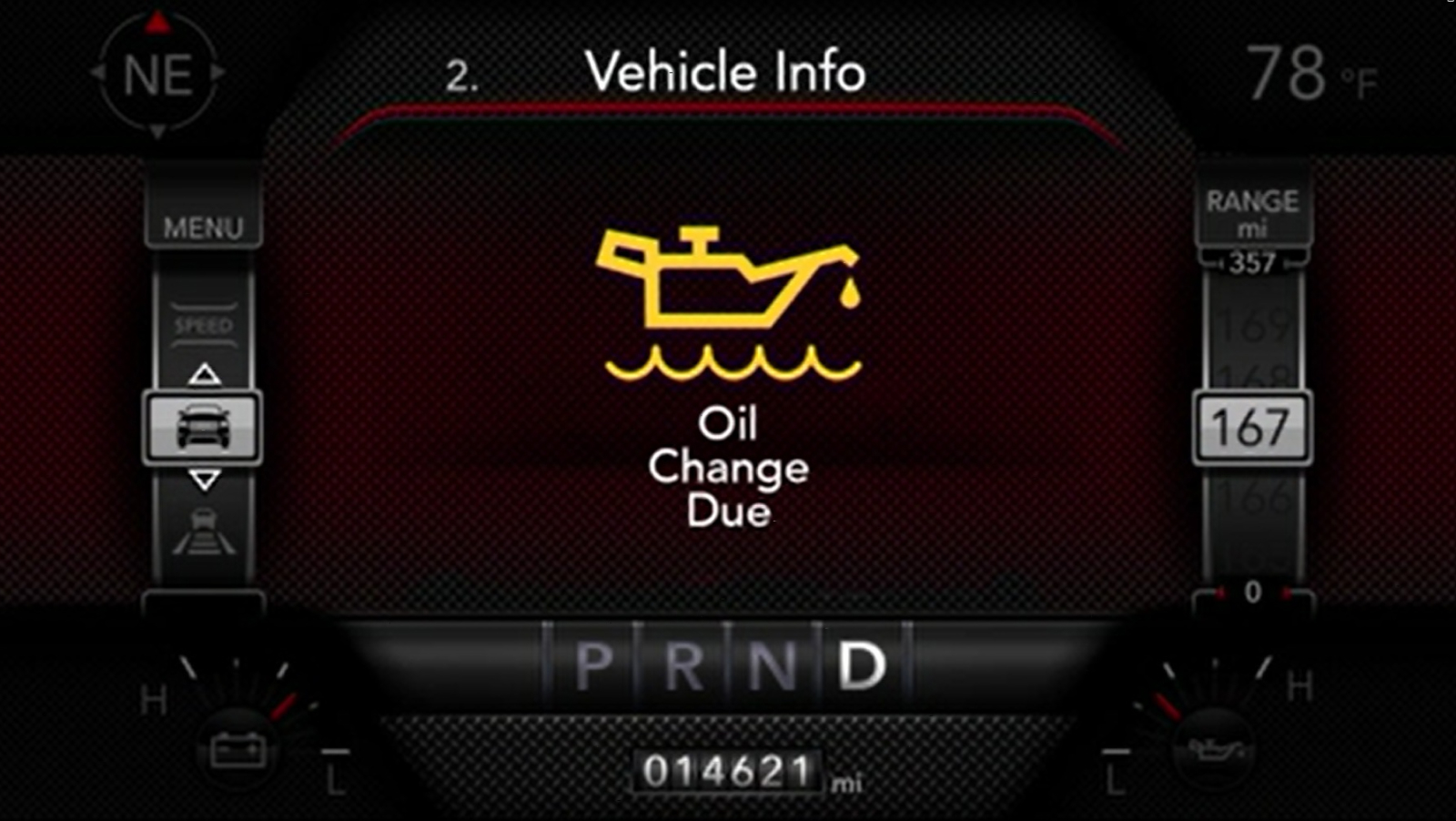 Oil Change Due message on 2025 Ram Truck instrument cluster display