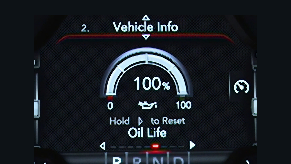 Oil Life 100% message in 2025 Ram Truck instrument cluster display