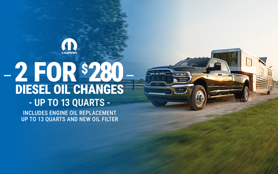 2 Diesel Oil Changes for $280* - up to 13 quarts