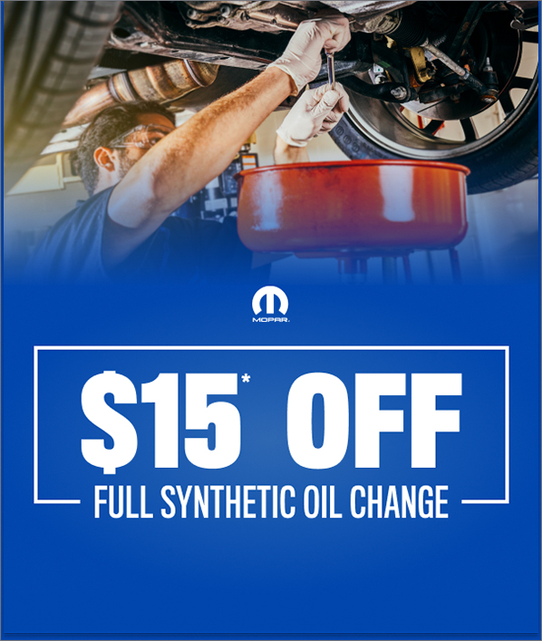 $15* off Full Synthetic Oil Change 